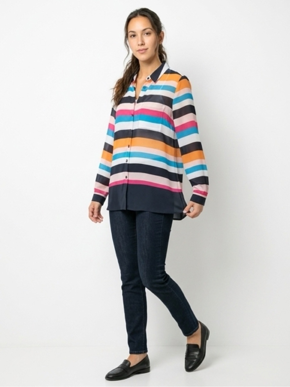 Chico's Bold Stripes Convertible Twin Set Blouse & Tank Size 2 (US 12/14 NWT